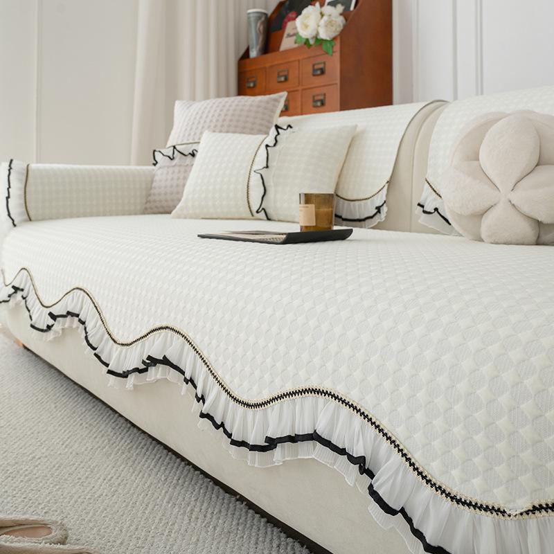 New Summer Cool Ice Silk Sofa Cushion Premium Skirt Special-Shaped Seat Cushion Straight Row Sofa Cover Cloth Mat
