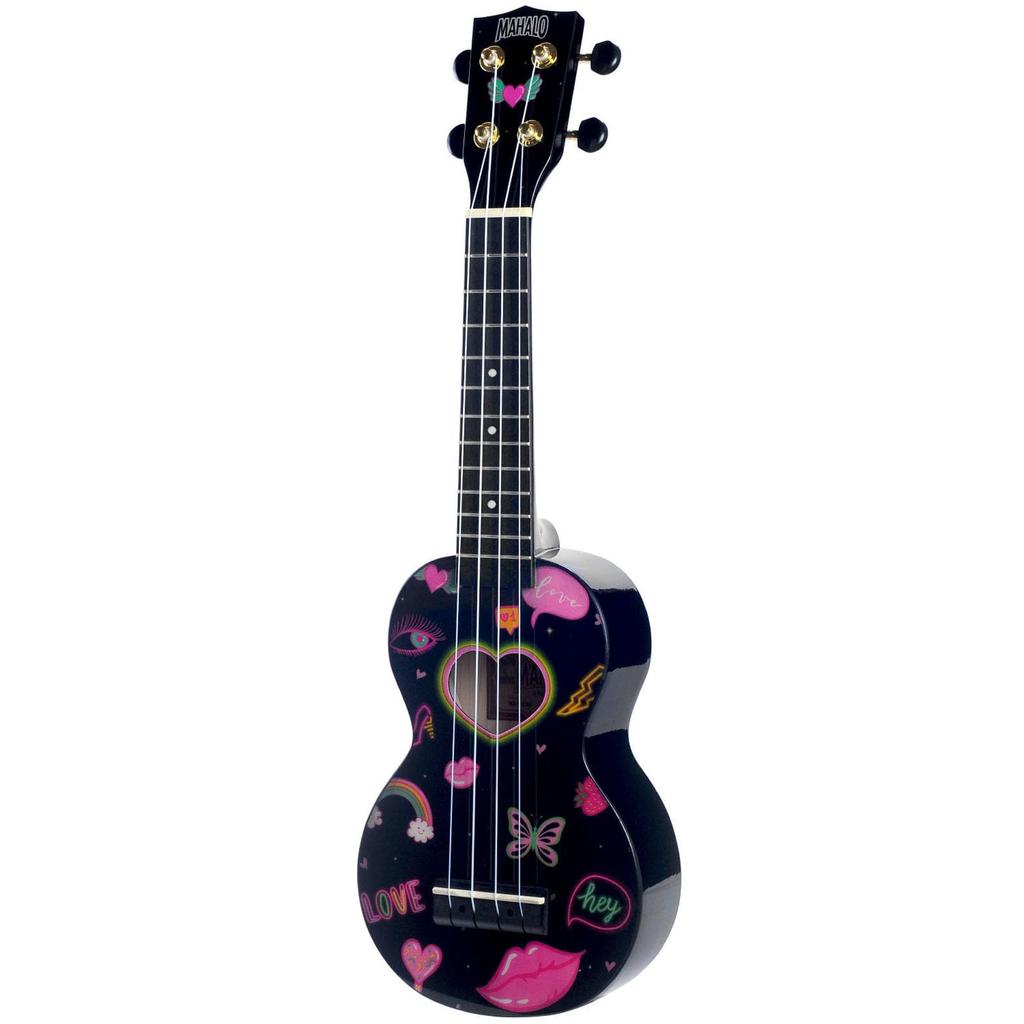 MAHALO Soprano UKULELE Art Series Heart MA1 HE Black