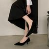 2025 Autumn and Winter New Pointed Thin High Heel Suede Shallow Mouth Foot Cover Versatile OL Professional Women's Single Shoes