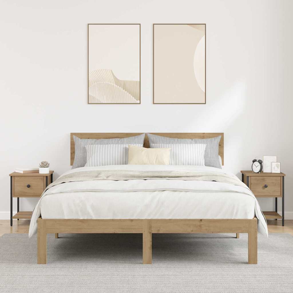 Nightstand Set of 2 Artisan Oak Finish 34 X 35.5 X 45 Cm Engineered Wood