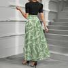 Women's Fashion Casual Belt Short Sleeve Round Neck Floral Stitching Elegant Temperament Dress