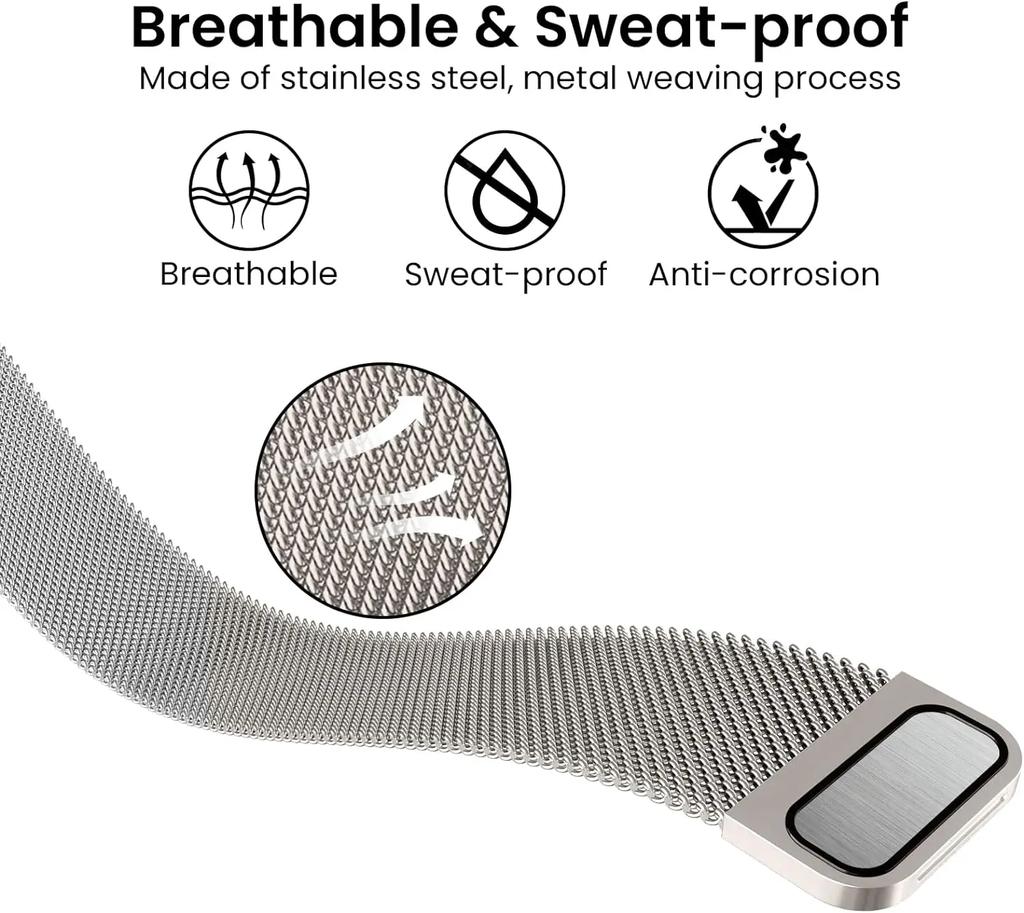 Milanese magnetic stainless steel loop for Apple Watch Ultra 2 49mm band for iWatch Series 10 9 8 7 6 5 4 se 46mm 45 44 bracelet