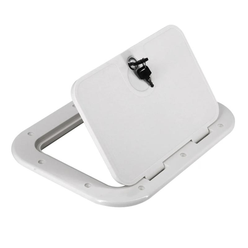Marine Safety Hatches Deck Plate With Reinforced Hinges Weatherproof Construction And Key Lock For Outdoor Installation