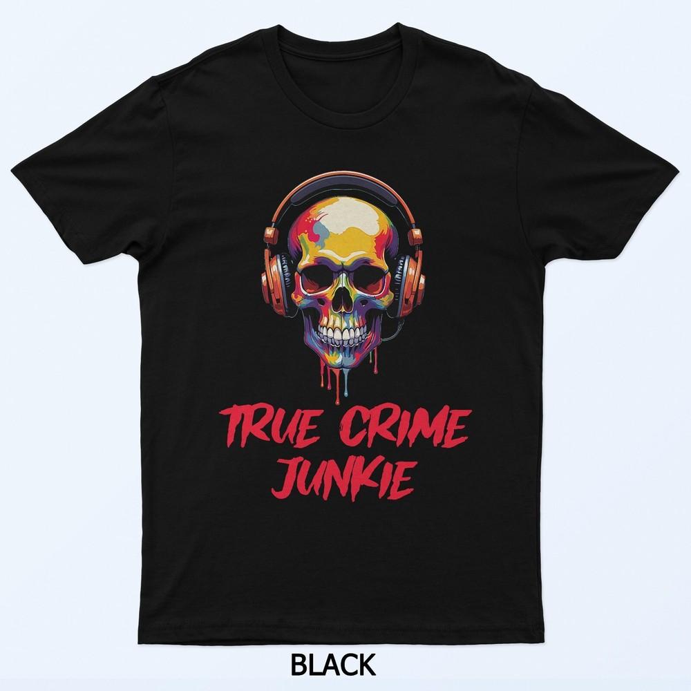 

True Crime Junkie Skull Design T-Shirt M
