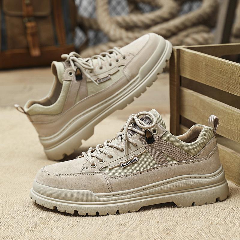 

Мужские ботинки Мартин 2024 зима новая уличная повседневная низкие модные туфли мужские британские на платформе ретро рабочие ботинки 44 абрикосовый