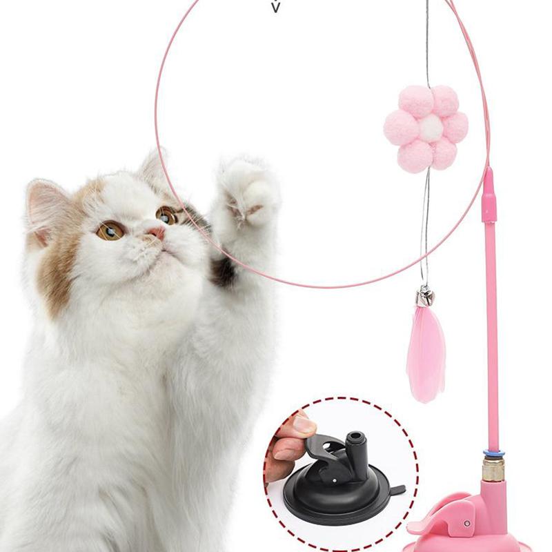 1/5Pcs Funny Suction Cup Cat Toy Removable Handheld Interactive Cat Toy Portable Pet Toys For Indoor Cats Cats Stick Toys