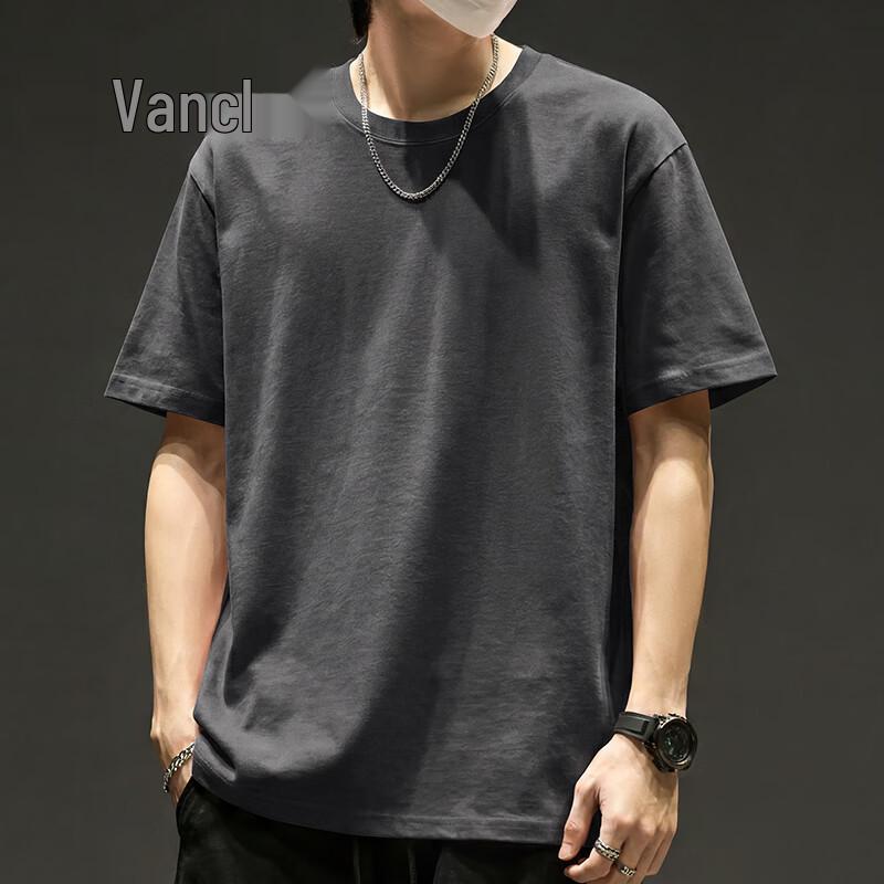 VANCL Men s Pure Cotton Loose Fit Short Sleeve T-Shirt 4XL темно серый