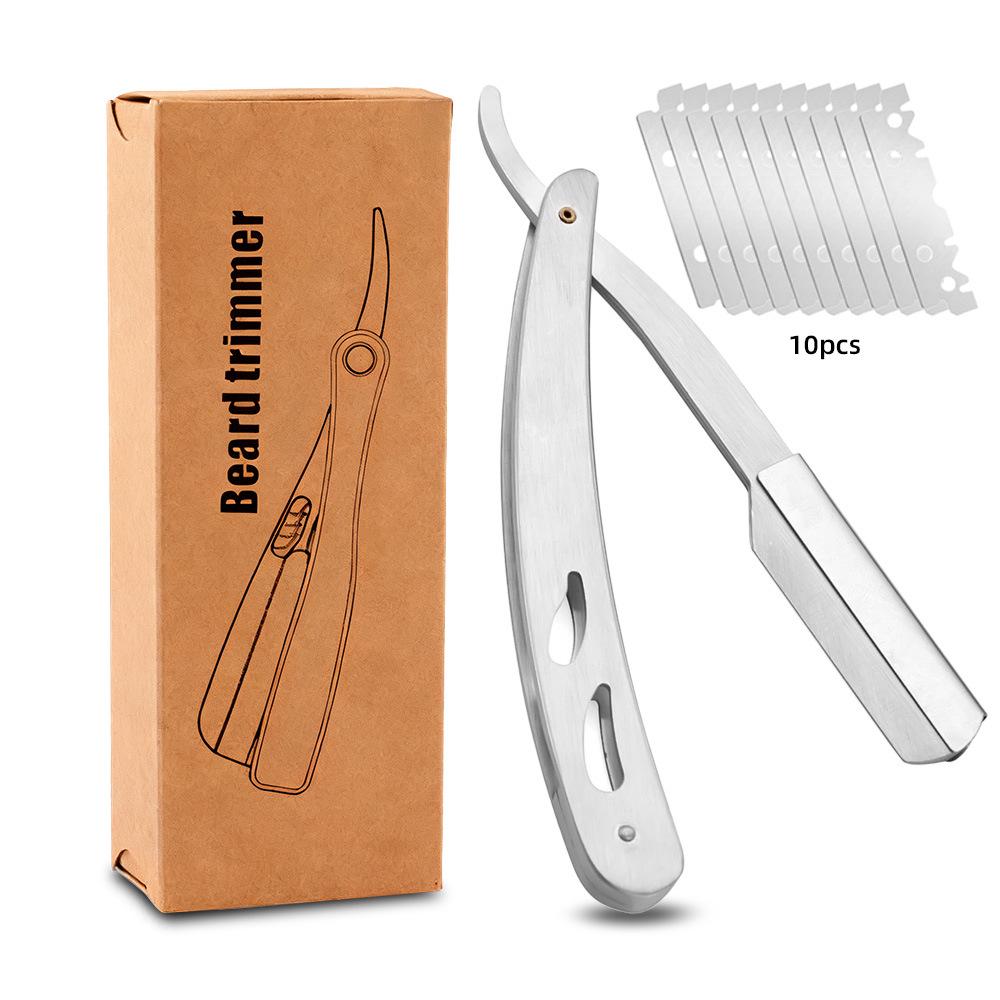 Vintage Stainless Steel Barber Razor for Men's Shaving and Trimming