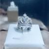 Fashion Silver Jewelry Ring European and American Creative Hand dressing Diamond Crown Zircon Ring for Women