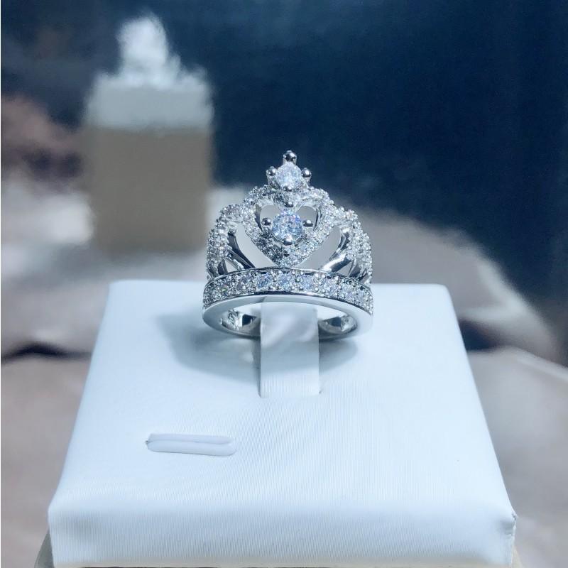 Fashion Silver Jewelry Ring European and American Creative Hand Dressing Diamond Crown Zircon Ring for Women