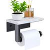 ABMH-2X Marble Toilet Paper Holder With Shelf Toilet Paper Roll Holder Wall Mount For Bathroom Cabinet Decorative, Black