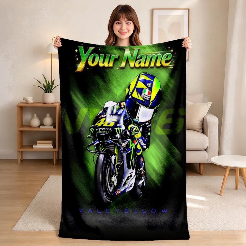 Custom Name Moto Flannel Blanket Throw Blanket Soft Warm Sofa Bed Camping Home Decor Unique Christmas Gift