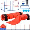 Dog Agility Training Equipment 7 PCS Set Upgrade W/ Hurdles 2 Tunnels Ring
