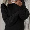 Höst & Vinter Lös Stickad Tröja med Lång Ärm för Kvinnor