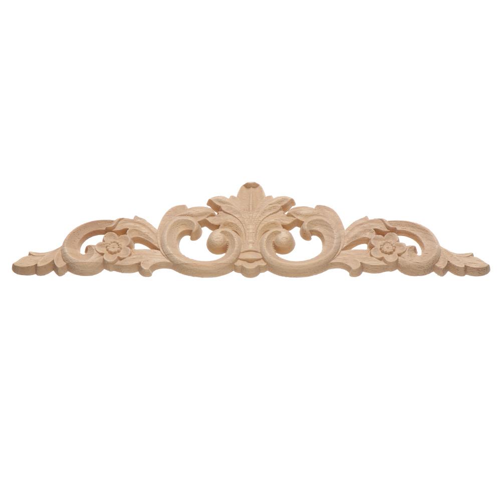 Floral Wall Door Decoration Furniture Parts Woodcarving Decorative wooden Figurines Crafts Corner Appliques Frame Wood Carved