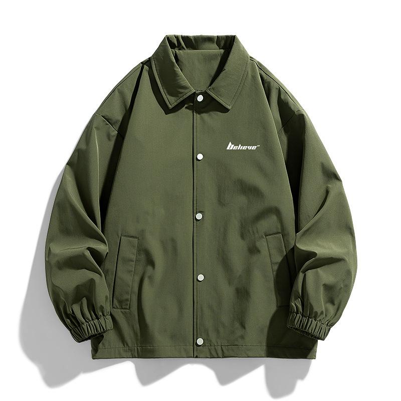 Lapel Jacket Men's Spring and Autumn New Fashion Loose Coach Jacket Couple Variety Casual Jacket