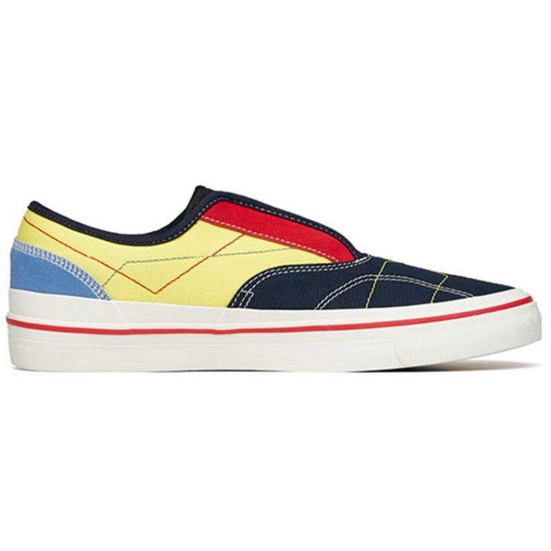 Anta Aoxing men slip-on low-top skate shoes blue black red canvas suede non-slip durable lightweight 112228017-8