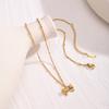 Gold Plated Charm Necklace,Stainless Steel Bow Pendant Necklace for Women,Trendy Charm Waterproof Wedding Choker Jewelry