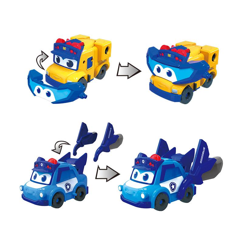 7 W 1 GGBOND Gogo Bus Samochód Transformujący Zabawka Figurki Akcji Ambulans/Policja/Strażak Zjeżdżalnia Zabawki dla Dzieci Prezent Świąteczny