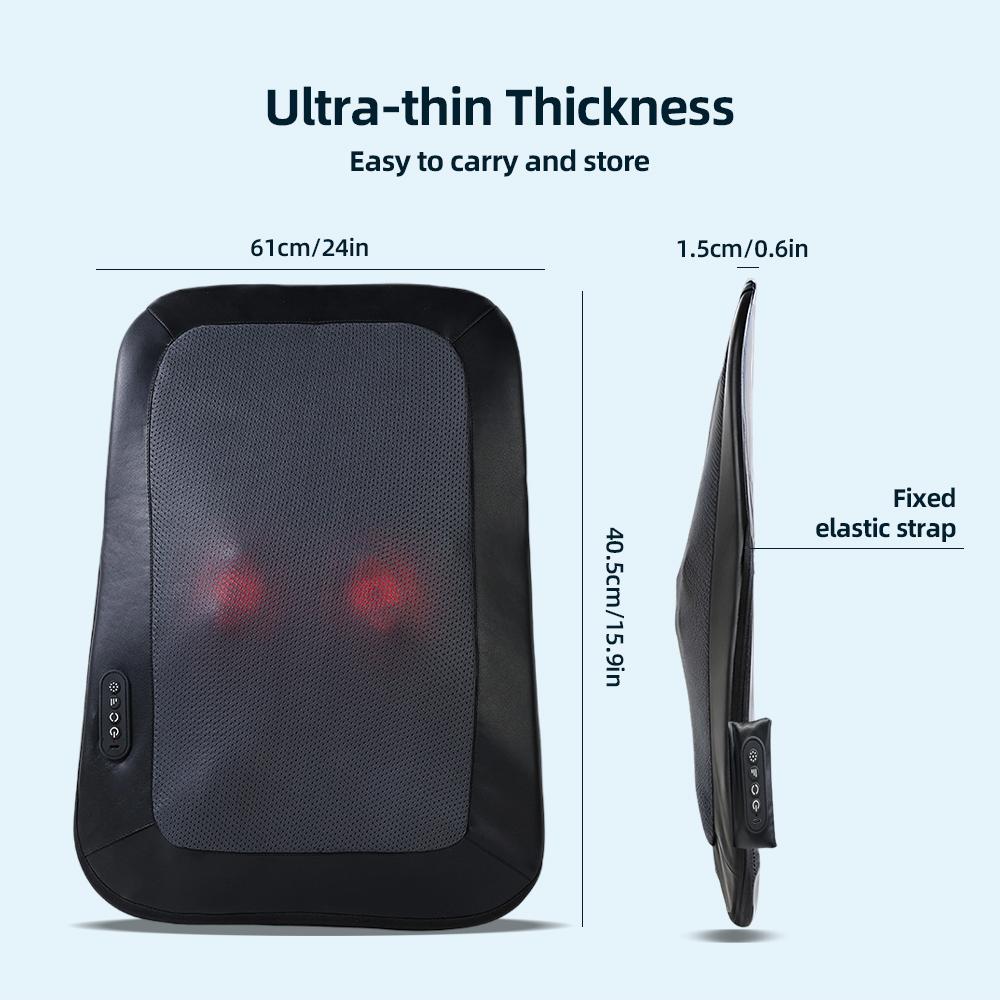 Electric Back Massager Walk Up and Down Chair Pad 3D Kneading Shiatsu Waist Lumbar Back Massager Wireless Back Massage Cushion