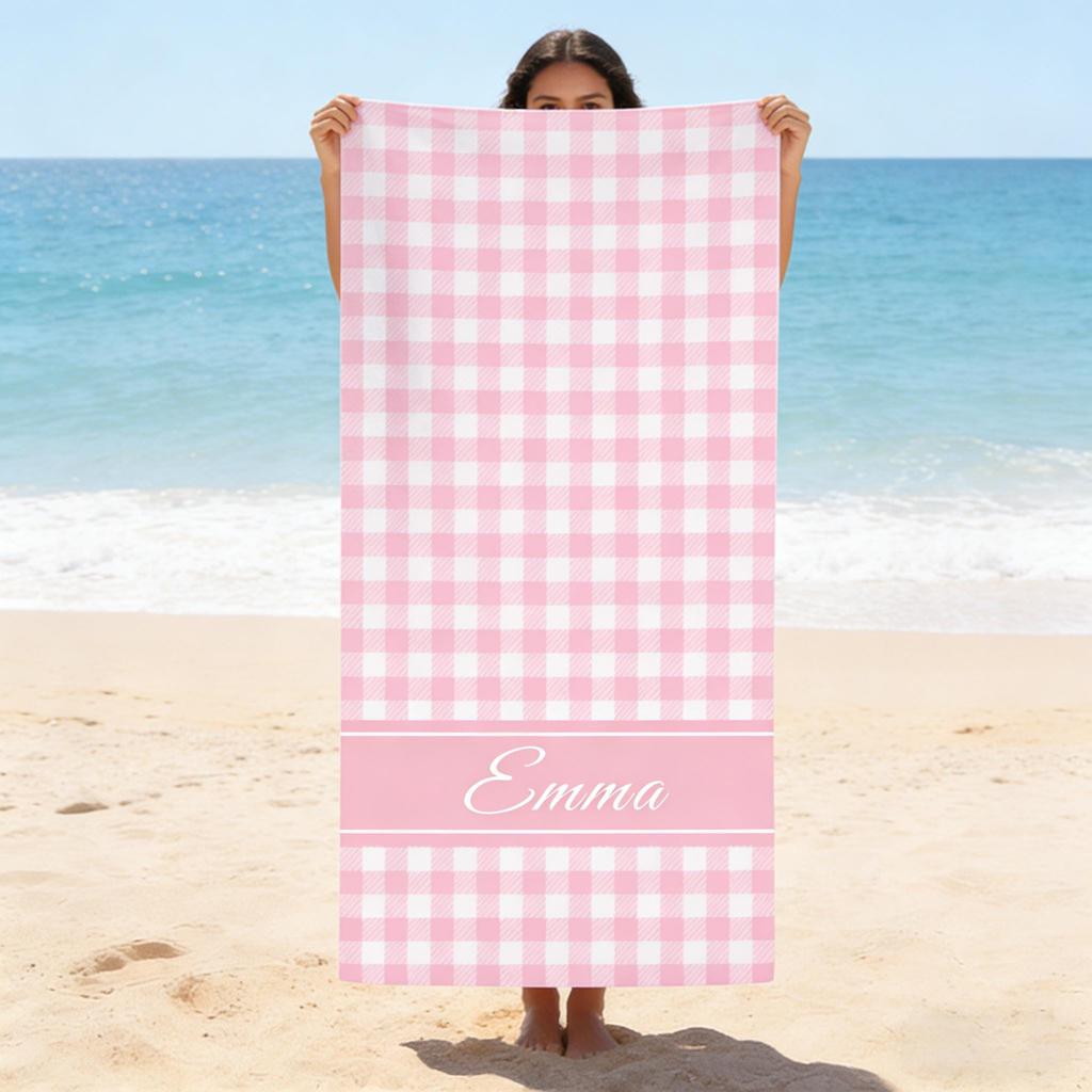 Personalisierbares Strandtuch mit individuellem Namen/Logo, Mikrofaserhandtuch, dünn, schnell trocknend, saugfähig, für Strand, Schwimmen, Yoga, Bad, Sport