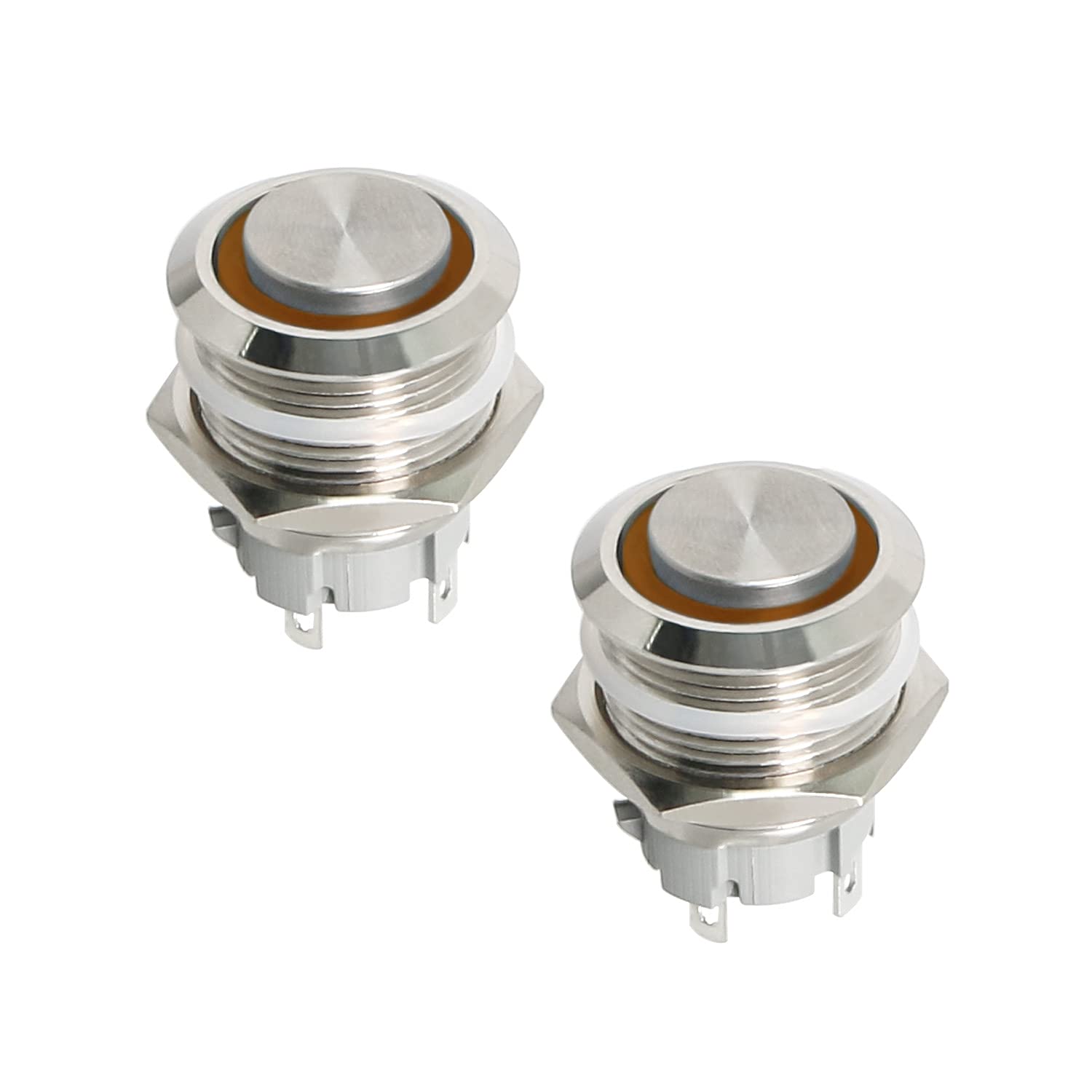 Ohamtes Momentary Push Button Switch 3V 6V Waterproof Stainless Steel Metal 3/4 Mounting Hole 3V ~ 6V /