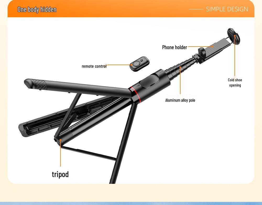Bluetooth Selfie Stick with Integrated Tripod - C10 Stainless Steel for Live Broadcasts