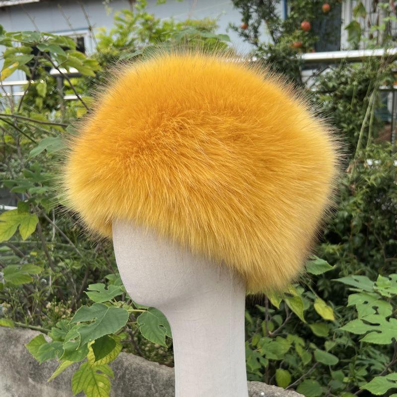 Unisex Thick Fur Dome Cap Retro Warm Flat Top Hat Outdoor Winter Accessories