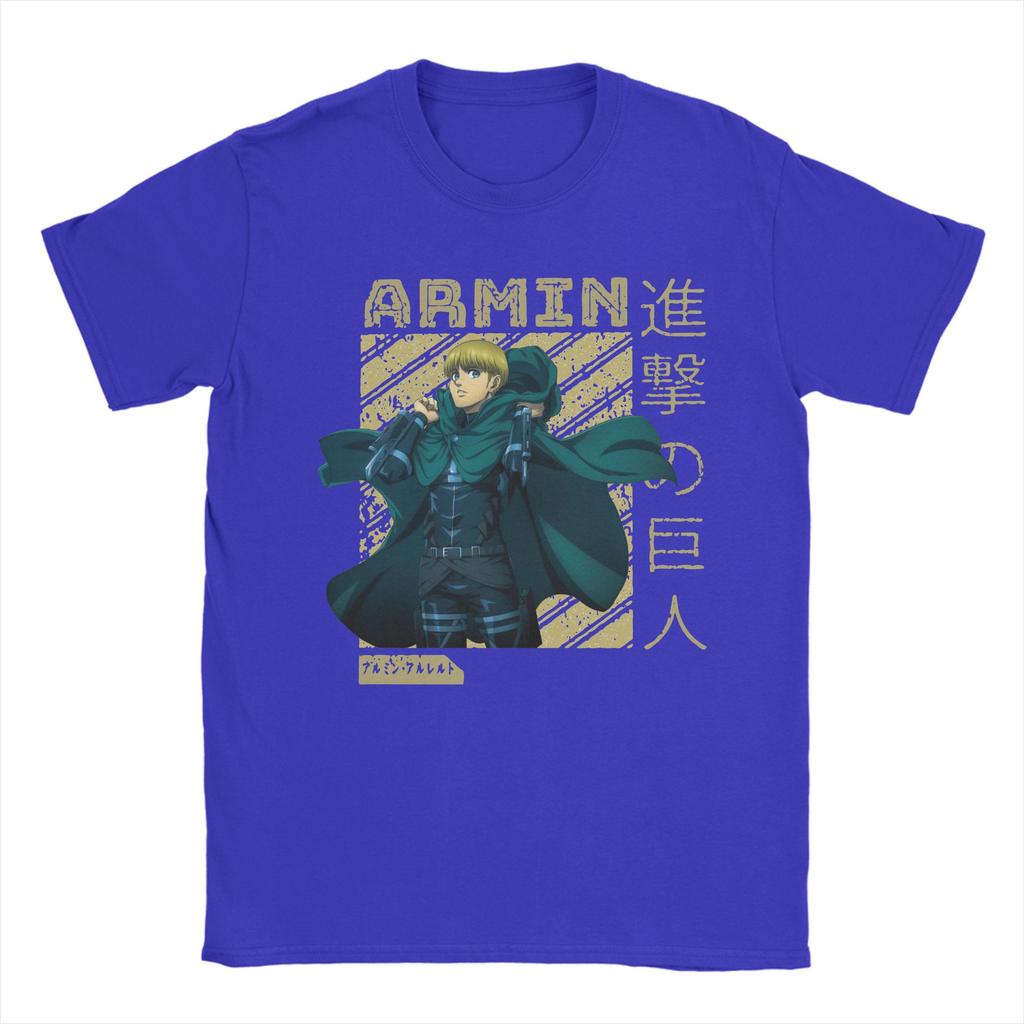 Vintage ARMIN aus Attack on Titan T-Shirts für Herren O-Ausschnitt Reine Baumwolle T-Shirts Anime Kurzarm T-Shirts Grafik Kleidung