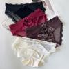 Women's Lace Panties Mid Waist Triangle Briefs Elastic Waist Sexy Comfortable Sexy Bikini Underwear Cheeky Underwear Panties Hipster Lace Trim Panties