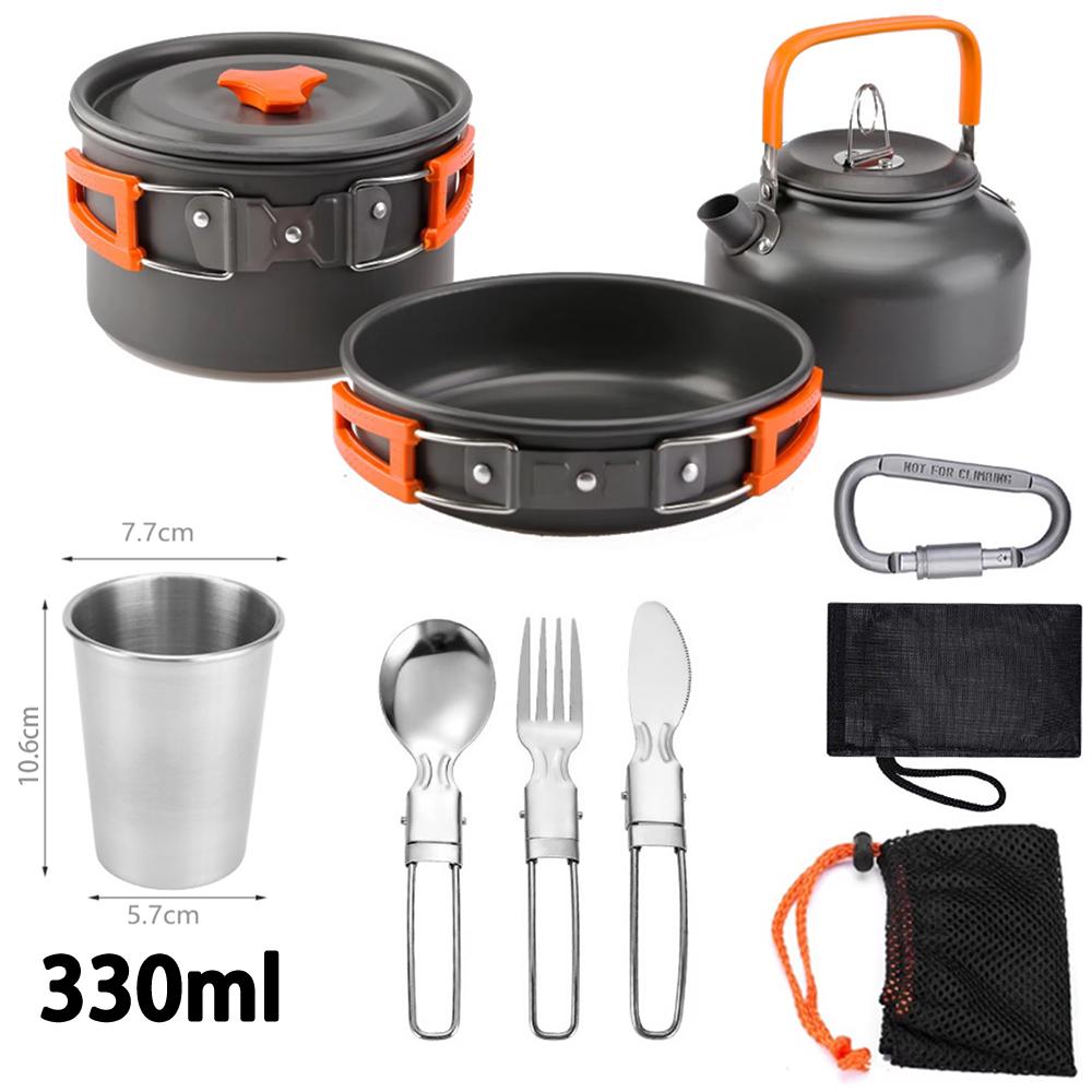 Camping Cookware Kit Foldable Outdoor Cooking Utensils Hard Alumina Save Space Equipment Heat-Resistance For 2-3 People Picnic