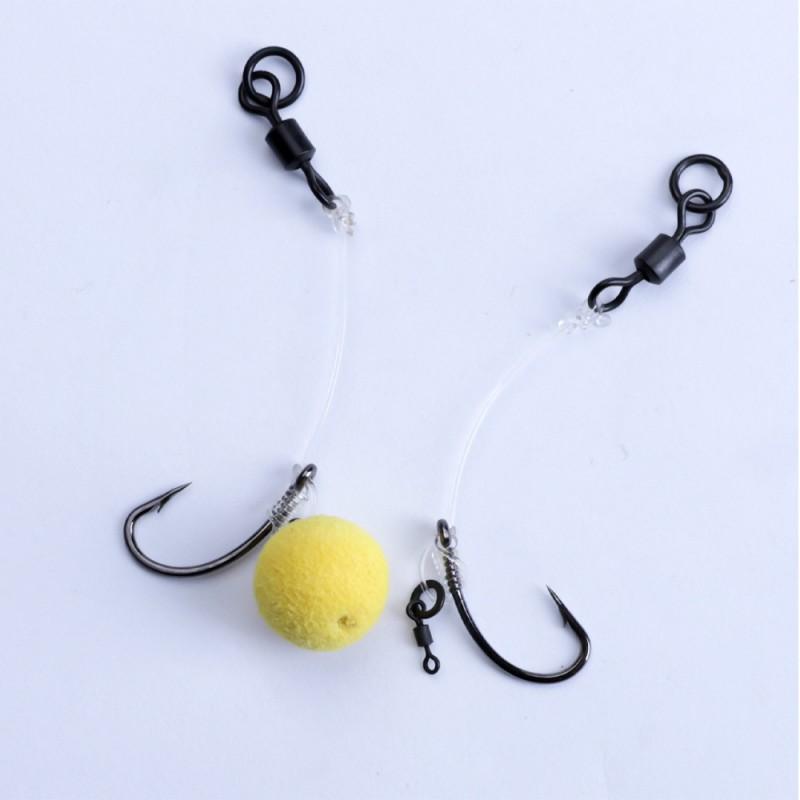 3pcs European-Style Carp Fishing Hooks With Bent Shank Anti-Weed Design High-Carbon Steel Rubber Bead Float Rig