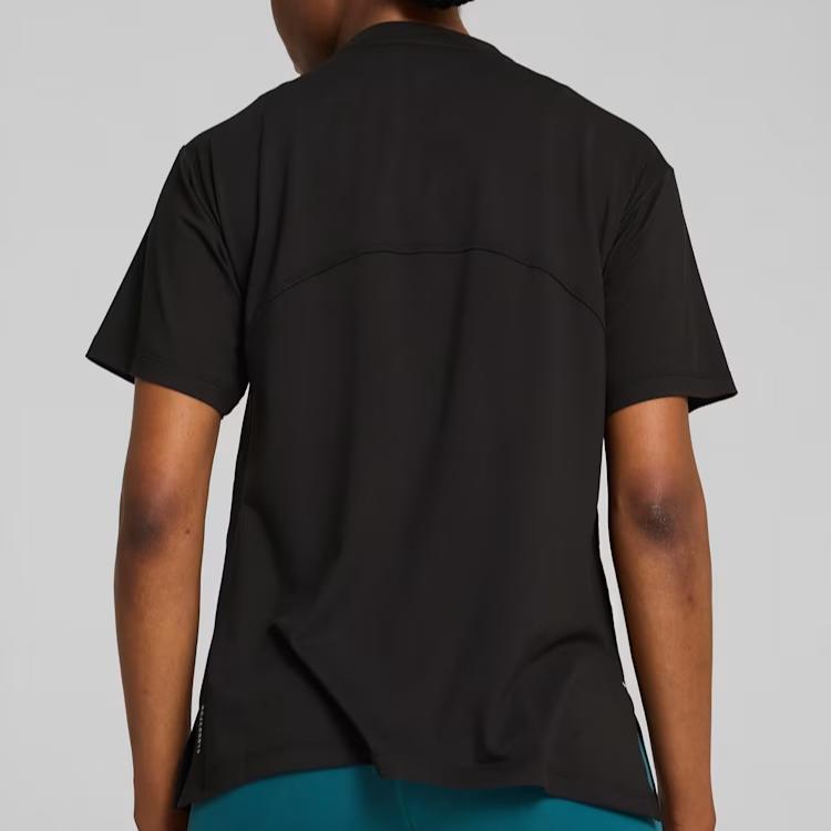 Puma Cloudspun Tee Solid Color Loose Soft Sweat-Absorbing Short Sleeve Drop Shoulder T-Shirt Women Tops Black 525776-01