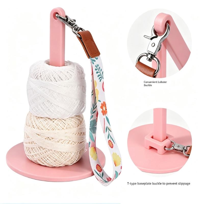 Plastic Knitting Yarn Holder Crochet Yarn Stand, with Removable Wrist Lanyard Vertical Support Post for Crocheting Projects