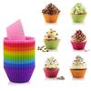 6 Stück Wiederverwendbare Silikon-Cupcake-Form Weihnachtsgeschenk Cupcake-Werkzeug Backform Backen Silikon-Muffin-Form für DIY in zufälliger Farbe