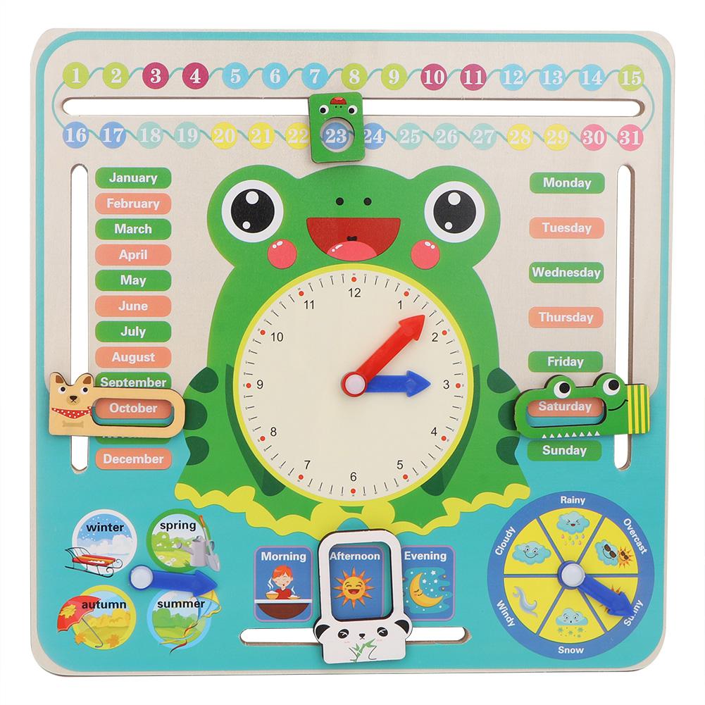Wooden Multifunctional Calendar Clock Seasons Time Cognition Educational Toy for Kids