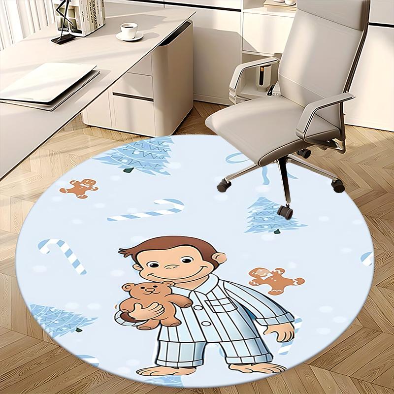 Curious George,Christmas Chair mat Round Rug Office carpet, Non slip, Suitable for Living Rooms, Bedrooms Decor 1205522a
