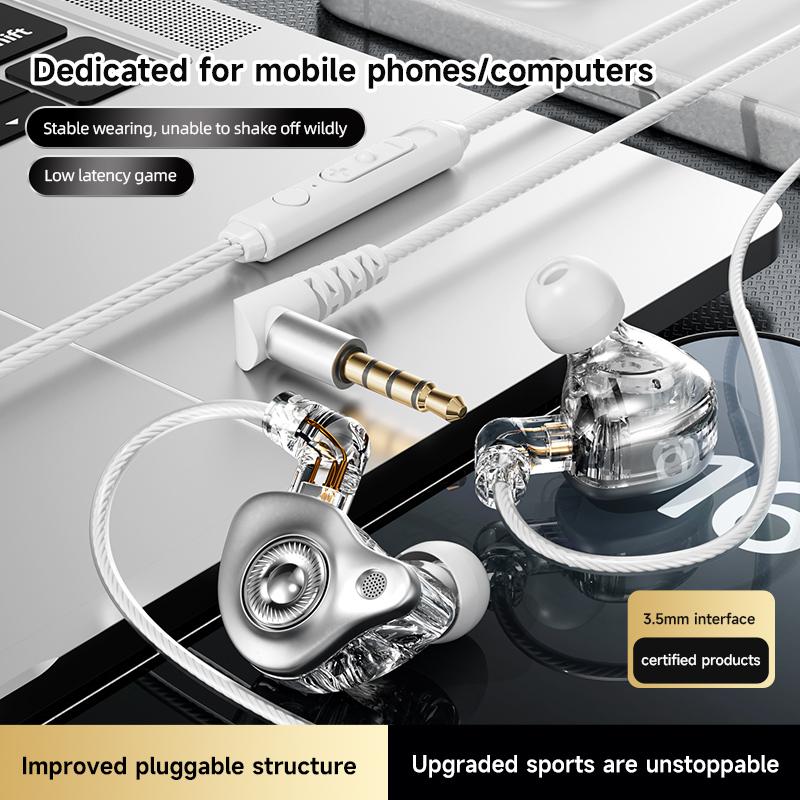 

Digital Chip Wired Earphones 3.5 mm AUX/Type C HIFI In-Ear Pluggable Headsets With MIC For Samsung Huawei Xiaomi OPPO iPad PC PS4 PS5 PC Silver 3.5mm