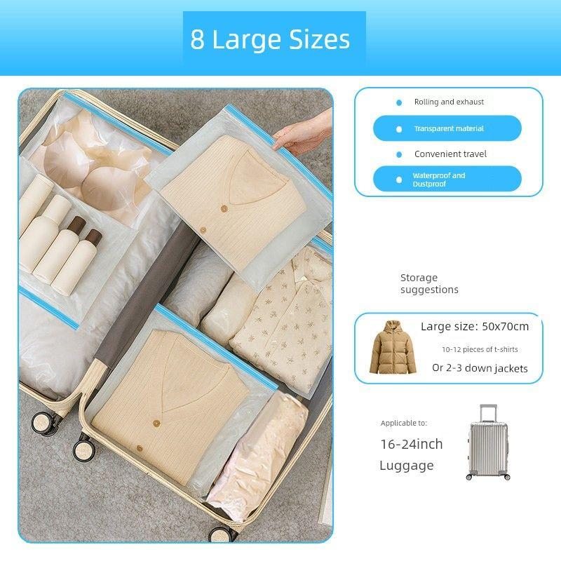 Hand-Rolled Compression Bags, No-Pump Vacuum Storage Bags, Special Bags for Business Trips, Clothing, Down Jackets, and Suitcases