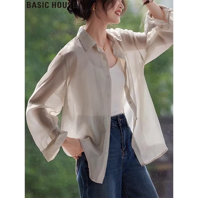 Basic House Women s Lyocell Ice Silk Sun Protection Shirt L