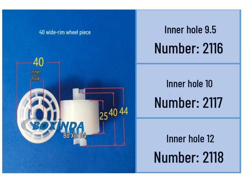 Wide-edge Rubber-coated Wheel Piece: Smooth and Soft Rubber Roller, Acid and Alkali Resistant, Corrosion Resistant (22/30/32/40 Sizes).