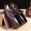 Zapatos Oxford para Hombre Zapatos de Vestir de Negocios Moda Punta Redonda Zapatos de Cuero para Hombre Slip on Zapato de Boda Diseñador Oficina Mocasines Masculinos