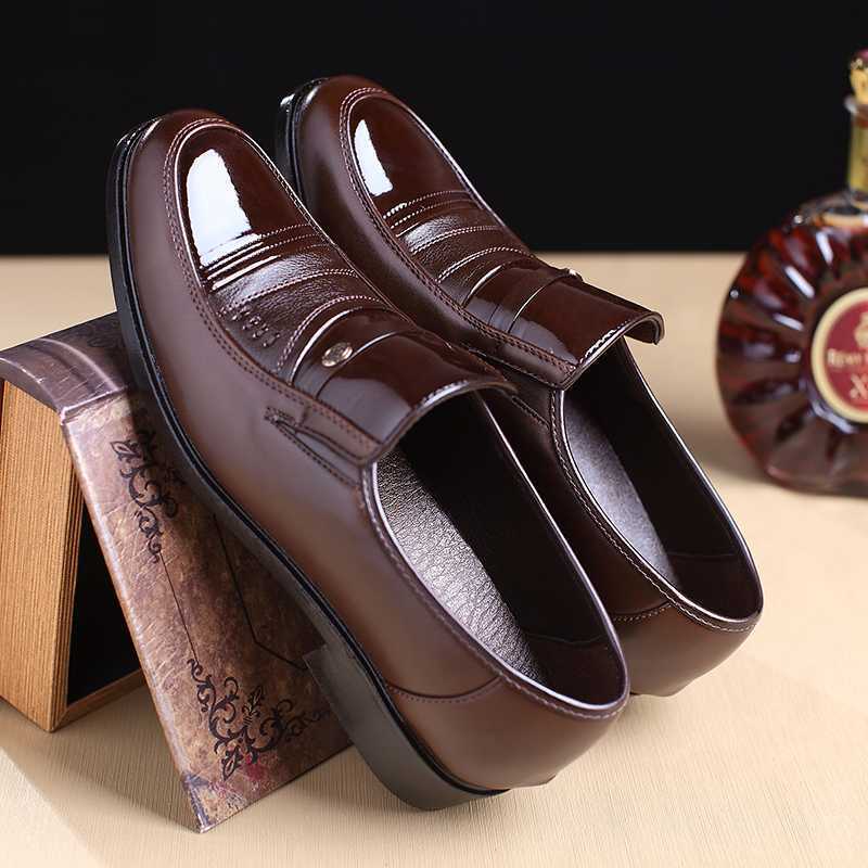 Zapatos Oxford para Hombre Zapatos de Vestir de Negocios Moda Punta Redonda Zapatos de Cuero para Hombre Slip on Zapato de Boda Diseñador Oficina Mocasines Masculinos