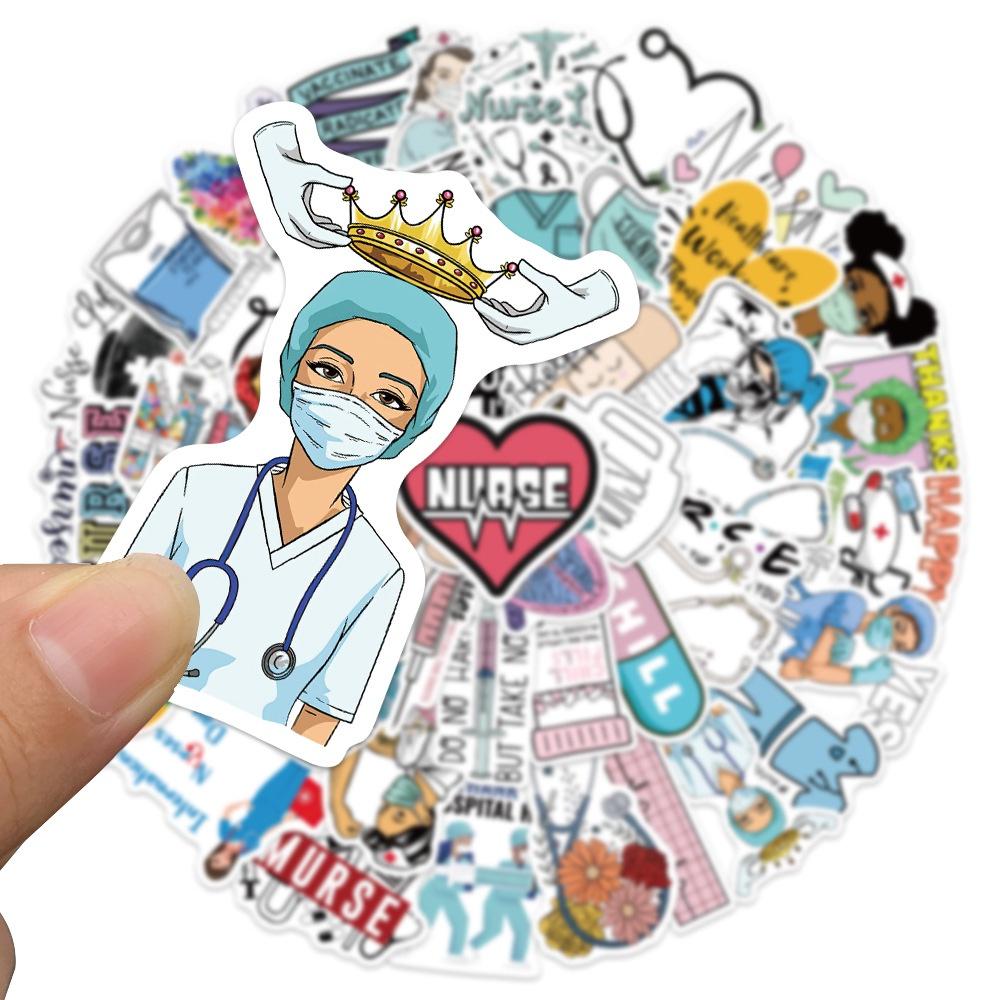 

International 50pcs Nurse Day Stickers For Phones Luggage Fridges Water Bottles