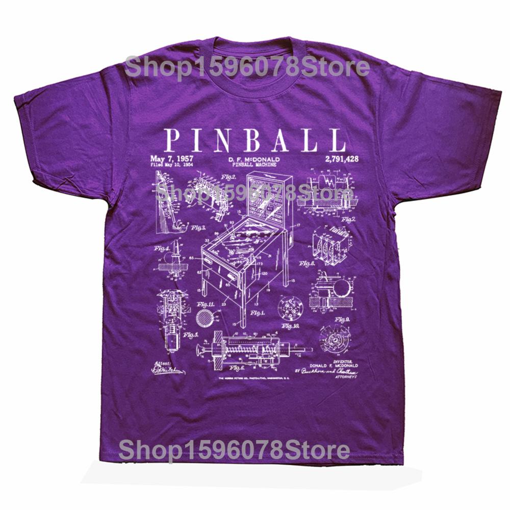 

Funny Pinball Gaming Machine Vintage Gamer Patent Graphic T-shirts Men Fashion Casual Tshirt 100% Cotton Loose Oversized T Shirt 4XL