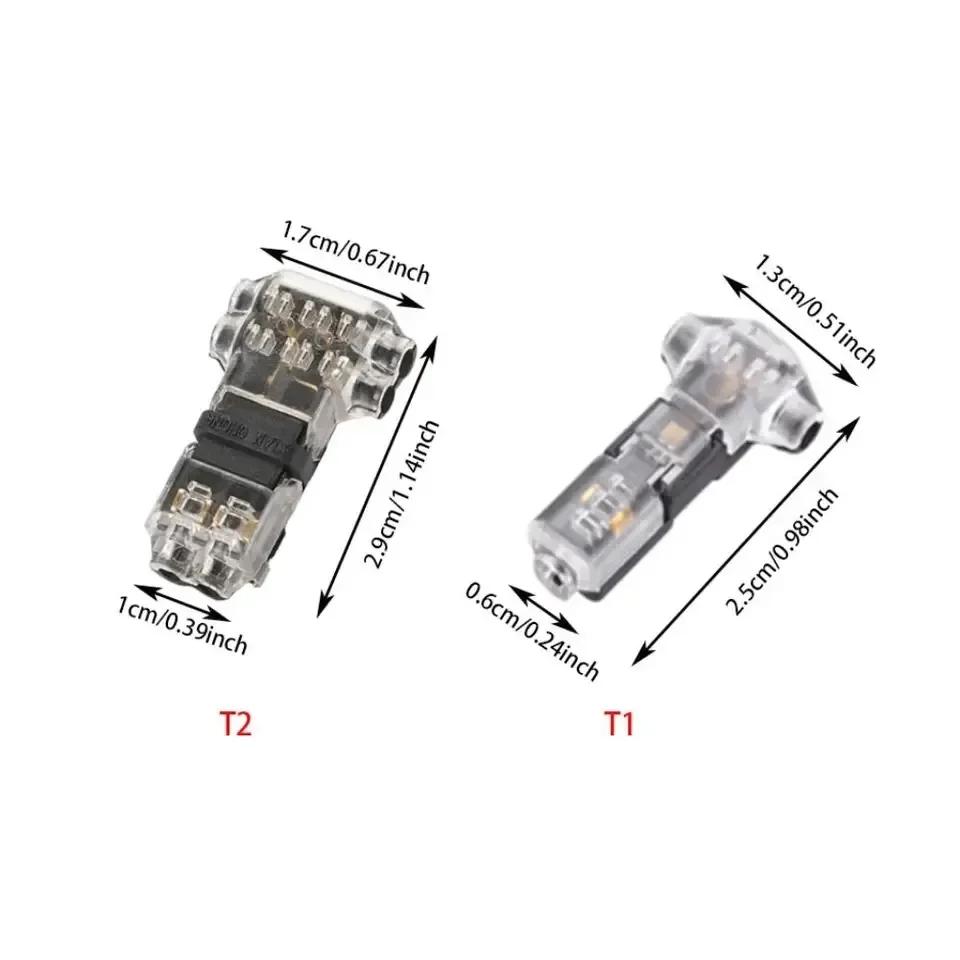 10Pcs T Type Wire Connector 2 Pin Automotive Wire Splice Connector T Tap Wiring Connector 3 Way Terminals Car Electrical Wire