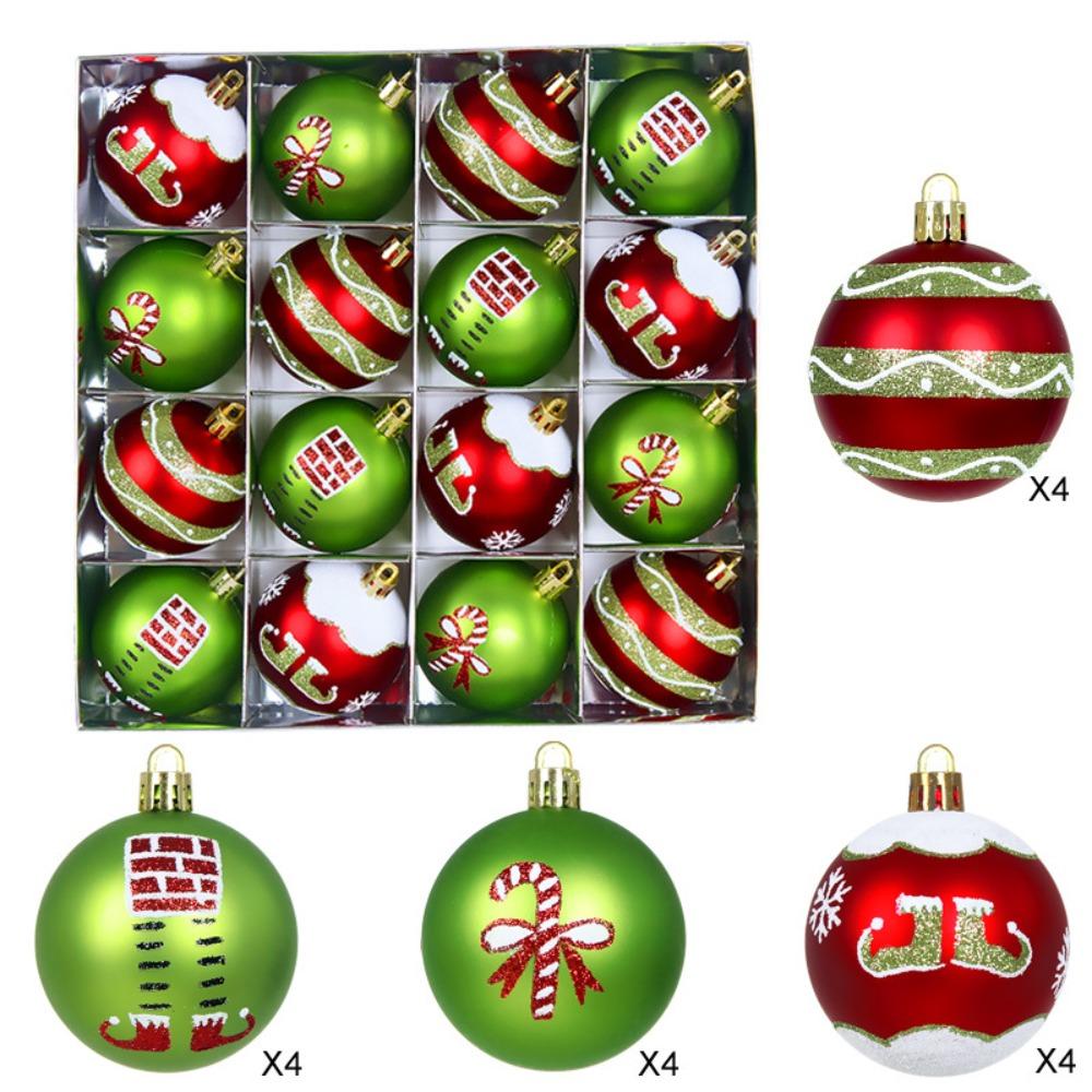 16PCS Plastic Christmas Ball Set 6cm Suspensable Decorative Christmas Tree Balls Multicolor Xmas Ornament Ball Storefront