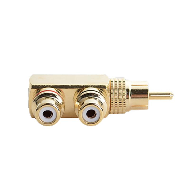 Gold Plated AV Audio Splitter Plug RCA Adapter 1 Male to 2 Female RCa F connector