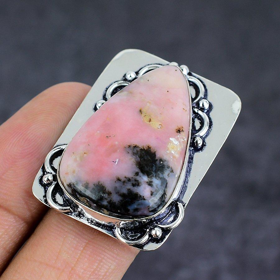 Pink Opal Handmade 925 Sterling Silver Jewelry Ring Size 6.5 O7m00