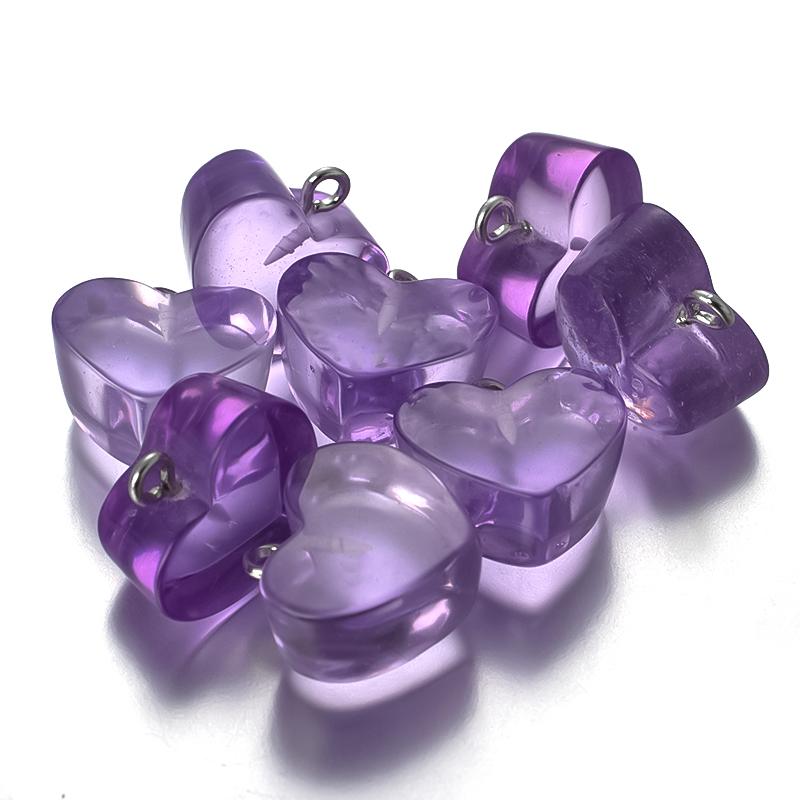 10pcs/Lot Color Transparent Resin Heart Pendants Beads Candy Color Charms for Jewelry Making DIY Necklace Earrings Accessories